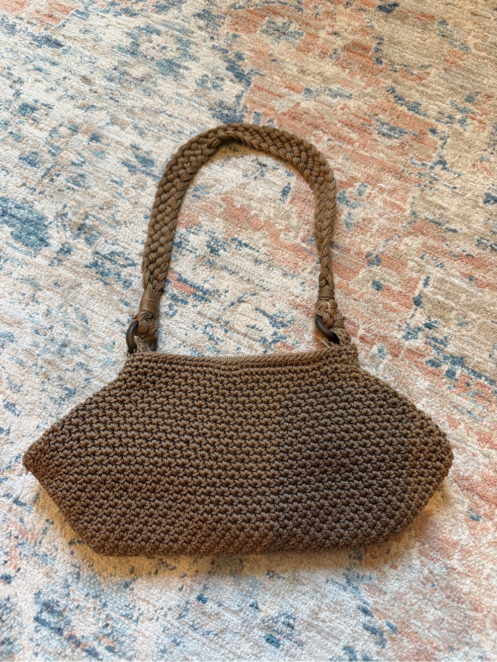 The Sak Brown Woven Crochet Shoulder Bag